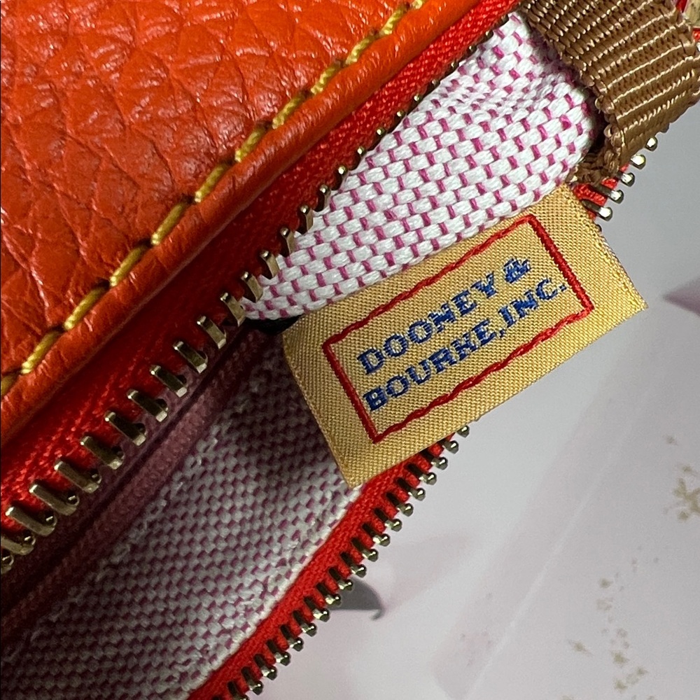🦆 DOONEY & BOURKE DILLEN MINI BARREL TANGERINE ORANGE PEBBLE LEATHER BAG - Picture 7 of 11
